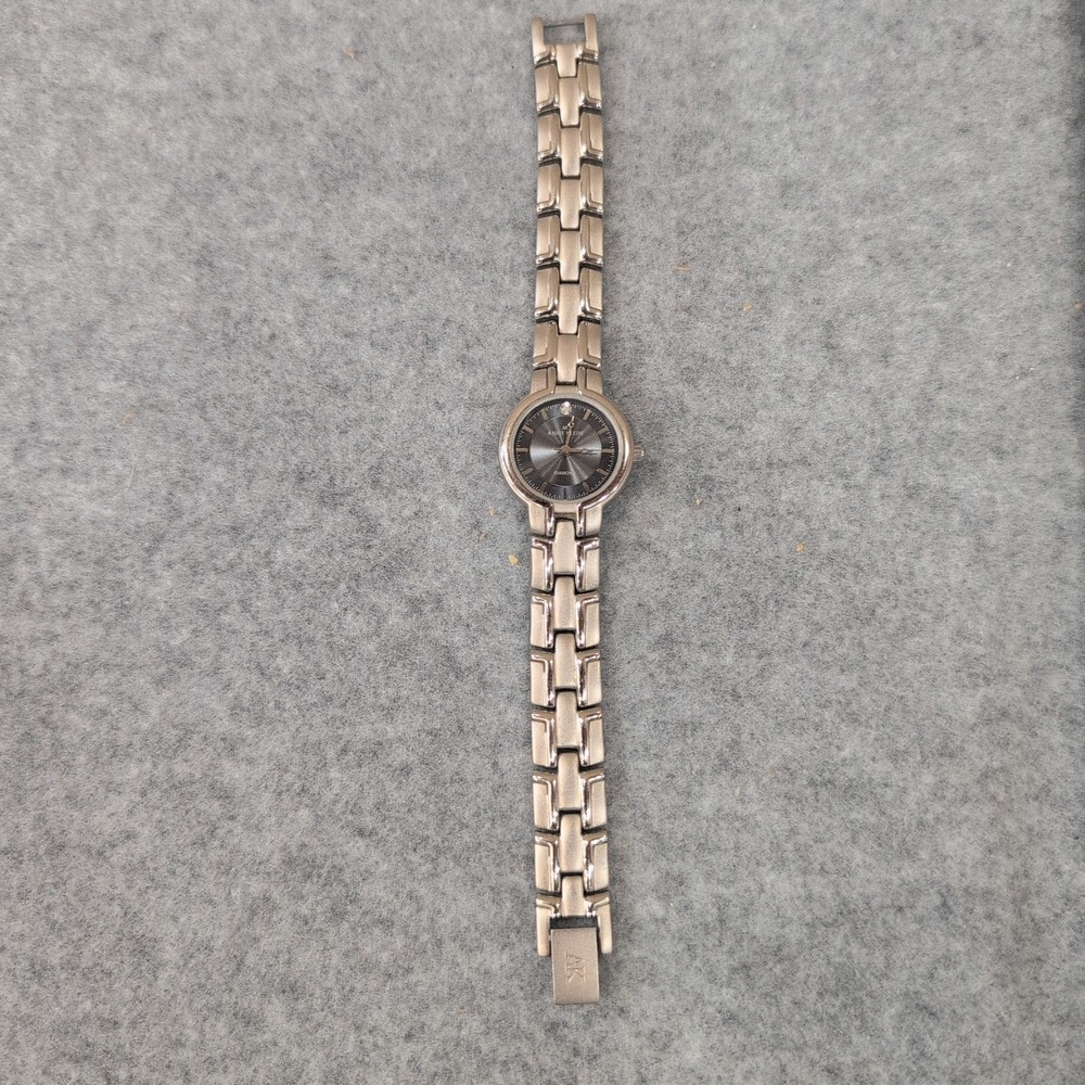 Anne Klein Diamond Accent Women's Silver Tone Bracelet Watch Dark Gray Dial - Picture 2 of 5